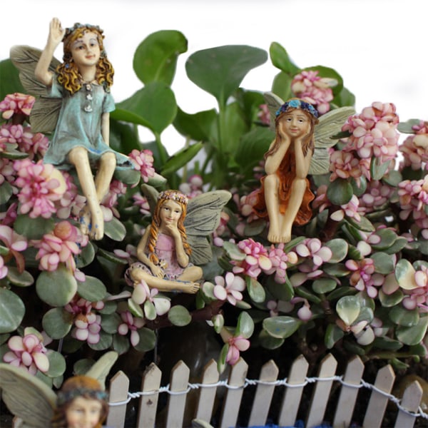 6 stk. miniatyr hagefigur feer dekor for Fairy Outdoor Garden Yard Home Mini Fairy Staty Figur Enkelt å bruke gave