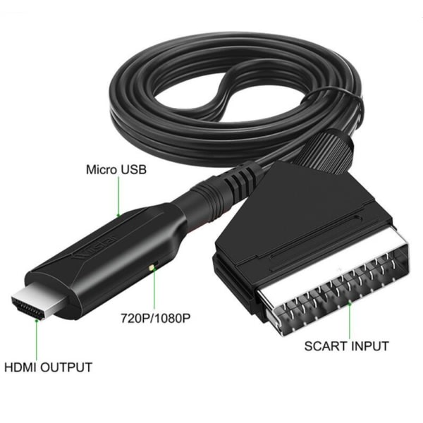 Scart til HDMI-konverter, Alt-i-én Scart til HDMI-adapter, 1080P