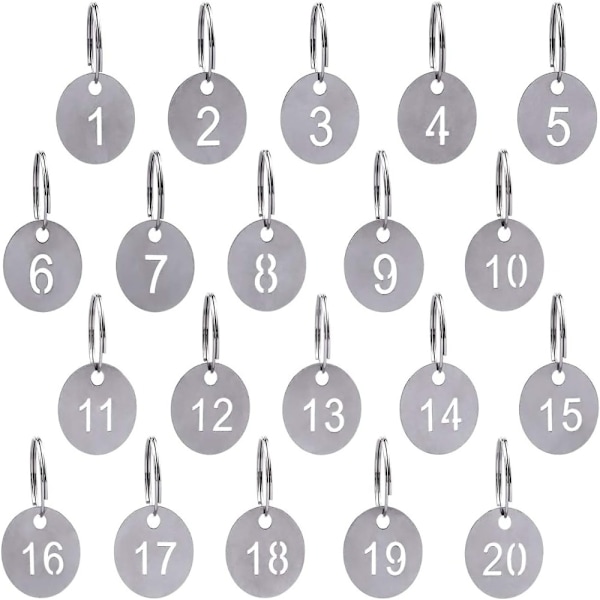 20 kpl Numeroituja pyöreitä avaimenperiä