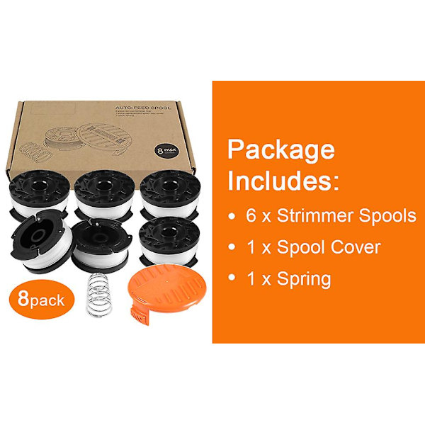 Black & Decker -ruohotrimmerin siimat, 6 kpl, 30 jalkaa pitkä, halkaisija 0,065 tuumaa, suojuksella ja jousella