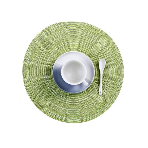 6 kpl pöytätablettisetti, pyöreät PP-punotut pöytätabletit, 36 cm (vihreä)-FA6-