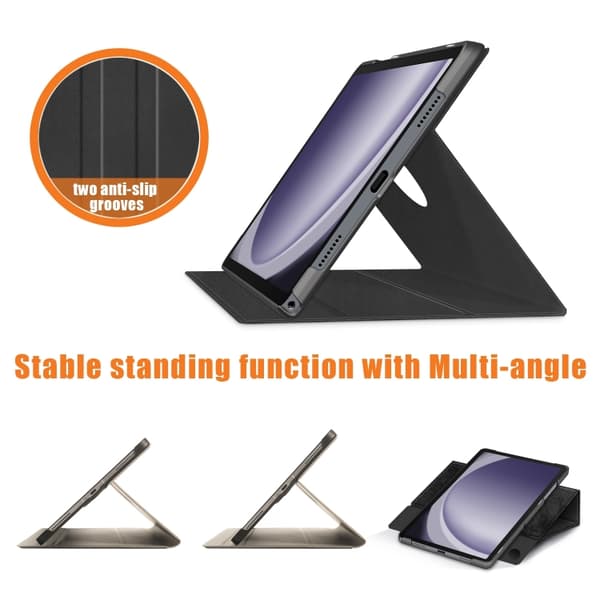 Samsung Galaxy Tab A9+ / A11+ 360° Rotation Leather Stand-FA- Svart