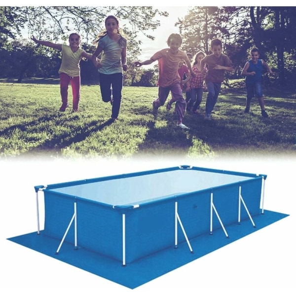 Poolmatta, 500x300 CM Poolmatta över marken, hopfällbar rektangulär Vattentät Poolgolvmatta, Pool Fl