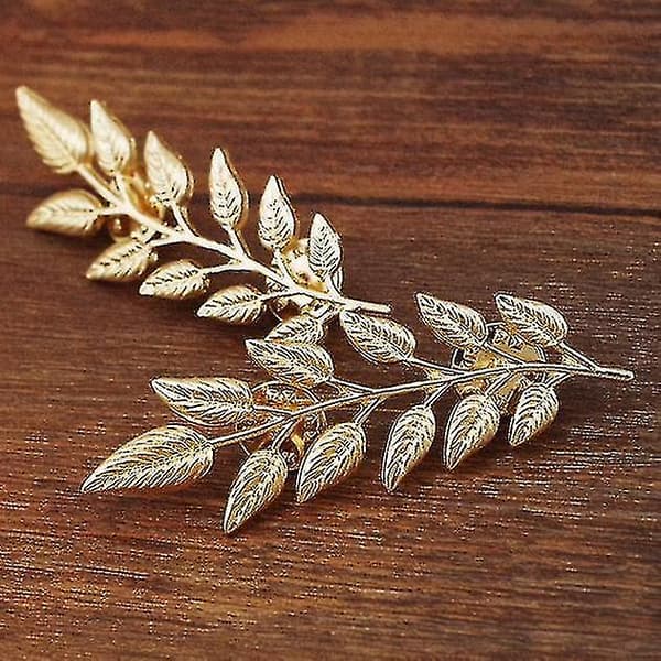 Herrkostym Broscher Dubbel Löv Krage Pin Brosch Guld Växt-FA-