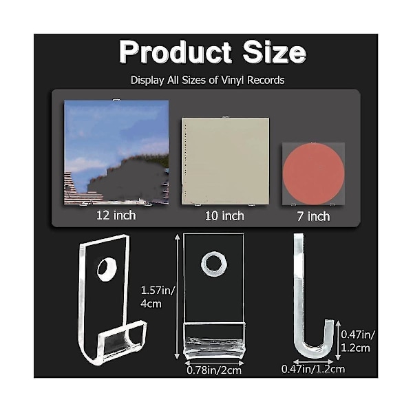 Vinylreol väggfäste, 30 st minimalistiska akryl vinylhållare väggmonterad skivhylla displayställ för CD-display