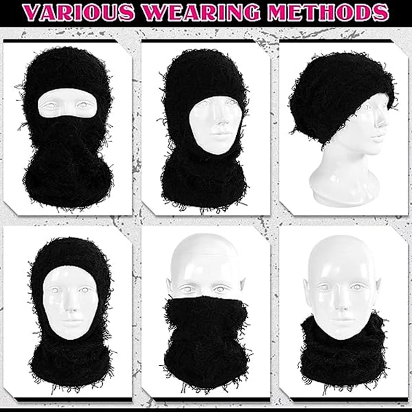 2-pack Balaclava-skidmask, hel ansiktsmask Black+Camouflage Rose