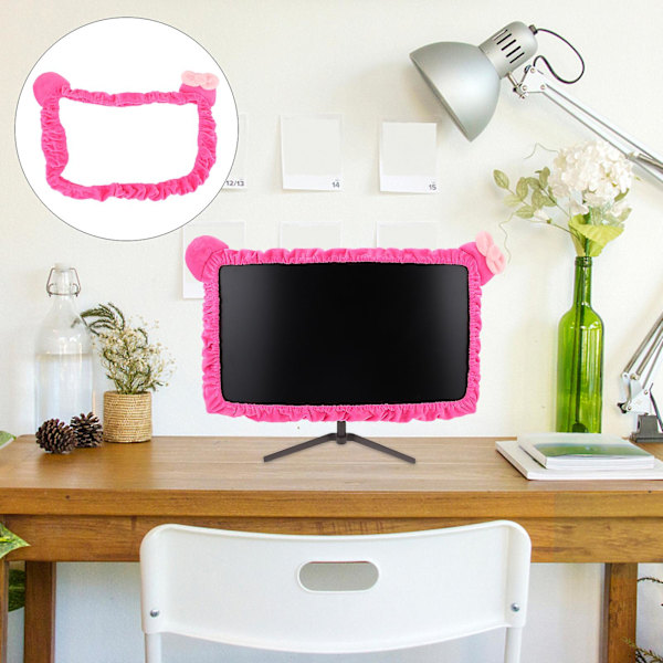 Skrivebordsdekoration Computer Cover Kawaii Skrivebordstilbehør Skærmskærm Datorskærmsklæder Rosy Rosy