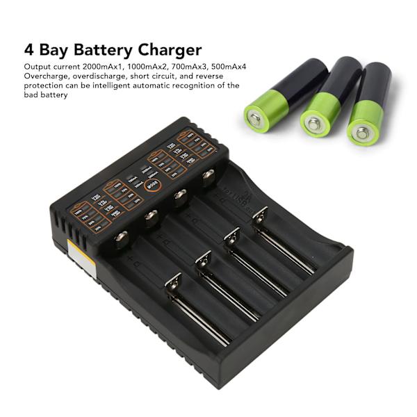4-paikkainen USB-lähtöinen LED-valolla varustettu älykäs yleislaturi 3,8V 3,7V Li Ion IMR 18650 26650 RCR123A 14500 16340 -akuille