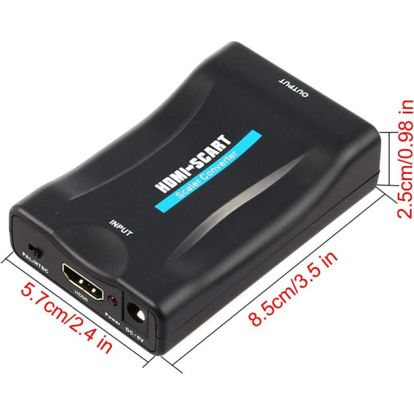 HDMI til SCART-adapter, 1080P Stereo Audio Video HDMI-konverter C