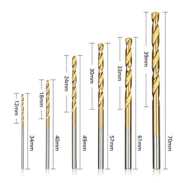 60 stk. Twist bor, HSS Titanium bor, mikrobor
