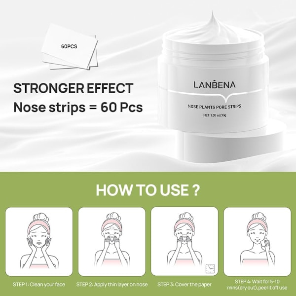 Näsa Vekst Pore Strips - Fjern svarte prikker fra ansikt og nese, 1.05oz