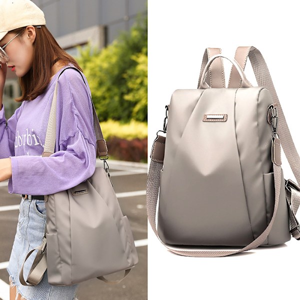 Dam Vattentät Oxford Cloth Reseryggsäck Nylon Stöldskydd dubbel axelväska Ny Khaki