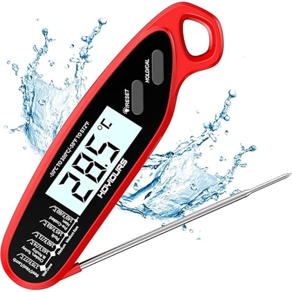 ACY Digital kökstermometer Omedelbar avläsning kötttermometer, lång sond, stor LCD-skärm Dual M