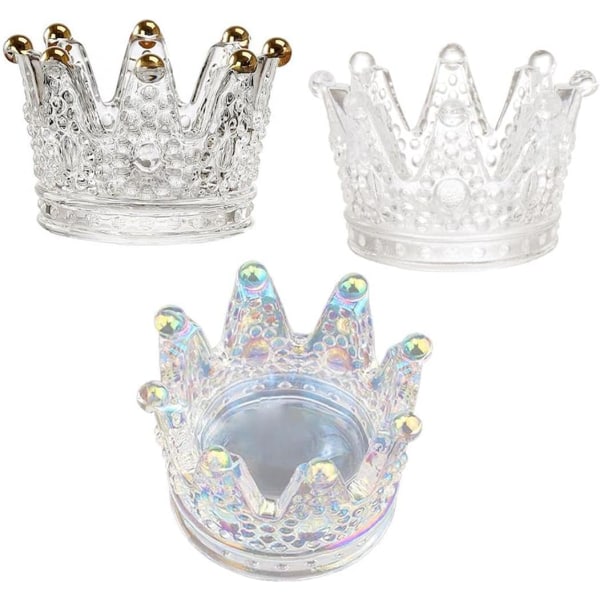 Nagelverktyg, 3 st kristallglas krona nagelborste displayställ