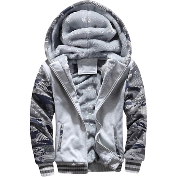 Herre Trøje Termisk Sherpa Foret Jumper Jakker Vinter Træning Fleece Hoodie Full Zip Uld Varmt Tyk Frakke Yderbeklædning 63 Lys Grå 63light Gray L
