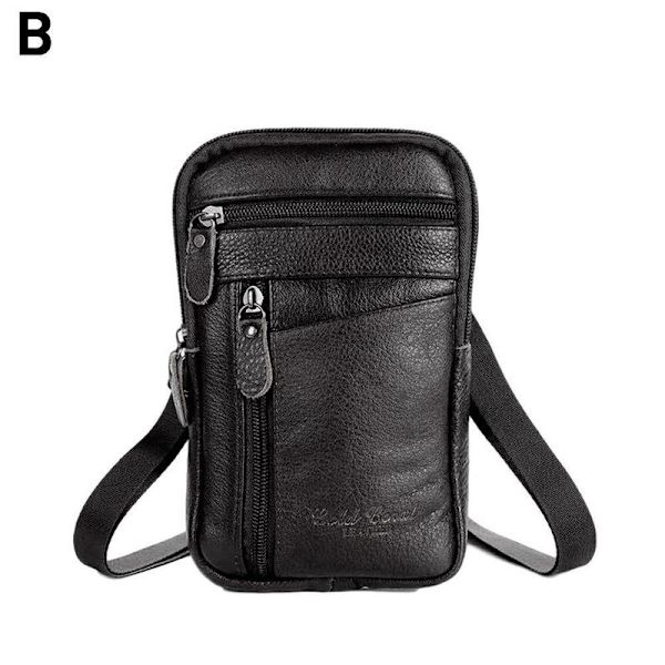 Herrväska Lädermodetelefonväska Bältesväska Crossbody Midja P - spot black One-size