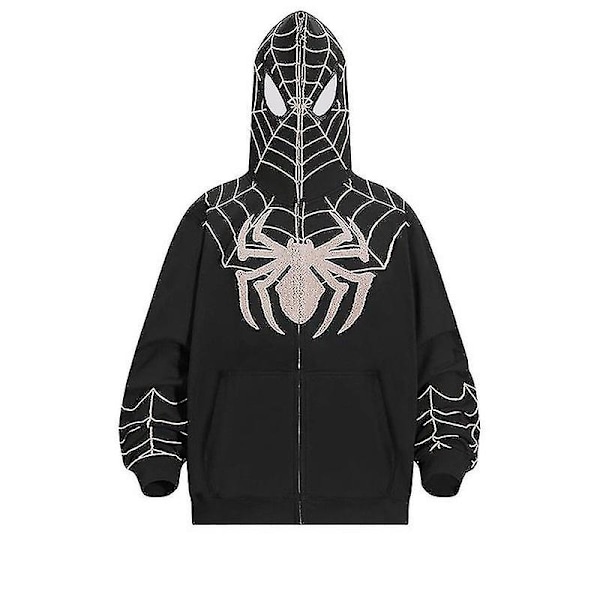 Spiderman Huvtröja för Män Tryckt Huvjacka Streetwear Bästa Julklapp Svart Black M
