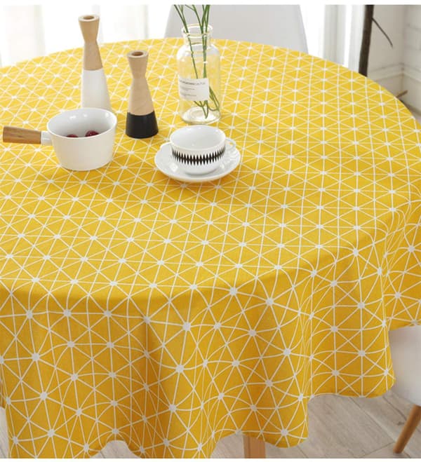 Round Tablecloth Cotton Linen Tablecloths Simple Twill Tablecloth Table Linen Suitable for Home Kitchen Decoration, Various Sizes yellow-FA- yellow 100cm