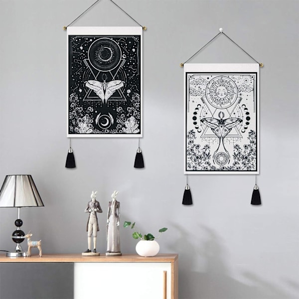 2-pack gobeläng sol och måne gobeläng nattfjäril gobelänger svart