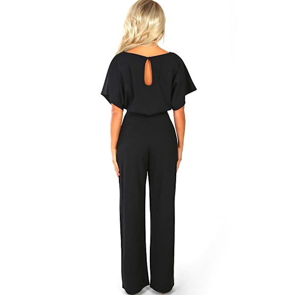 Dame Jumpsuit Romper Strandferie Body Raka ben Sort Black XL