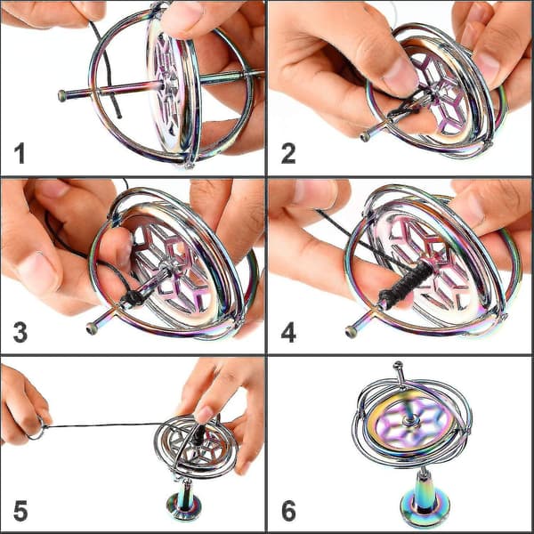 Metallic Gyroscope Anti-gravity Spinning Top Gyroscope Balance Toy Educational Gift Colorful -FA-
