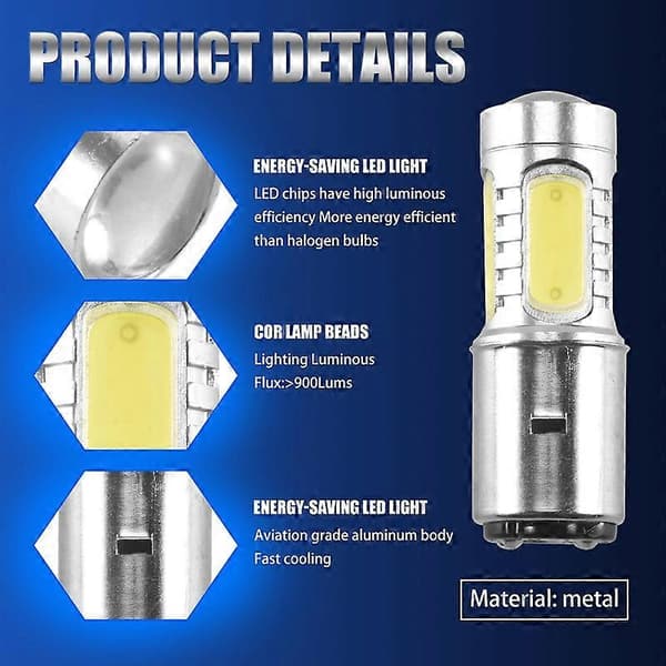 12V BA20D H6 4 COB LED White Bulb for Motorcycle Moped ATV Headlight-FA-