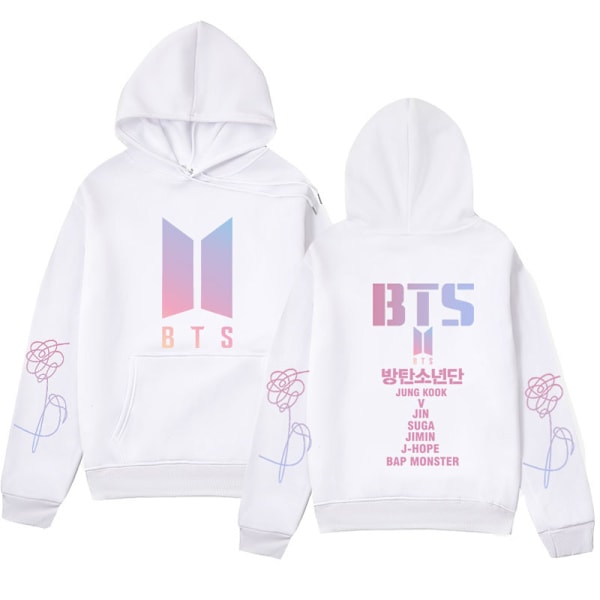 Bts unisex huvtröja Casual huvtröja Cosplay jacka Topp Vit White