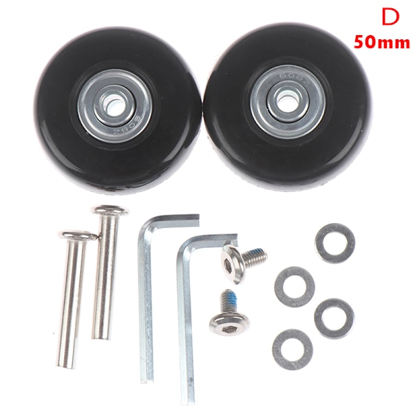 OD 50 mm Bagagekuffert Udskiftningshjul Reparationssæt Aksler De Sort Black 50MM