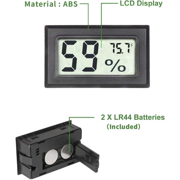 Mini Hygrometer Termometer Digital Indendørs Fugtighedsmåler