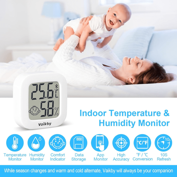 2-pack termometer hygrometer smart temperatur fuktighetsmätare