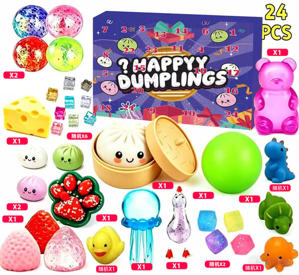 24-dagers julekalender med squishy-overraskelser – nedtelling, stresslindrende leketøy for barn, gutter og jenter-FA- Style 1