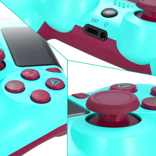 PS4 Trådløs Controller, Playstation 4 Fjernbetjening med Opladningskabel, Berry Blue Controller, Ny Model