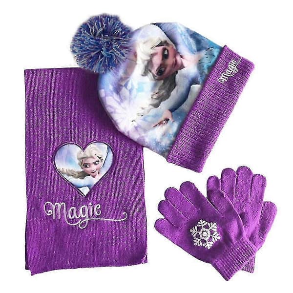 25-26 Barn Flickor Elsa Varm Mössa Pom Pom Mössa F Gs Set-FA-