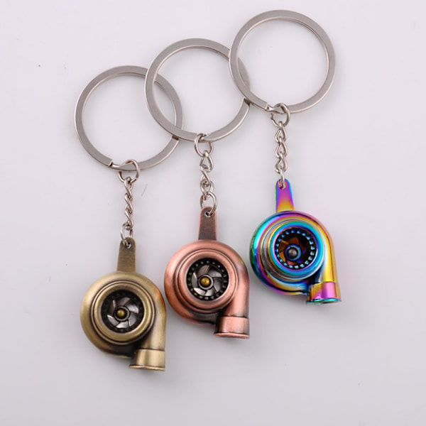 Mini Turbo Turbolader Nøglering Spindende Turbine Nøglering-FA5- Silver