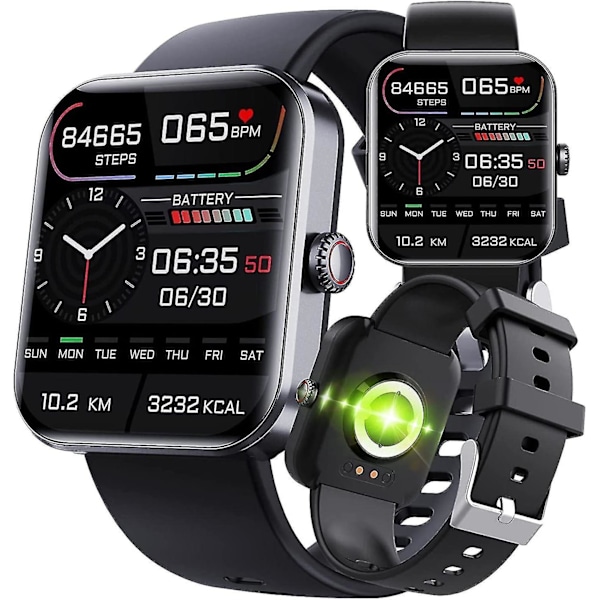 F57l Smartwatch til blodsukkerovervågning, Fitness Tracker med blodtryksmåler Smart Watch til mænd kvinder  Sort