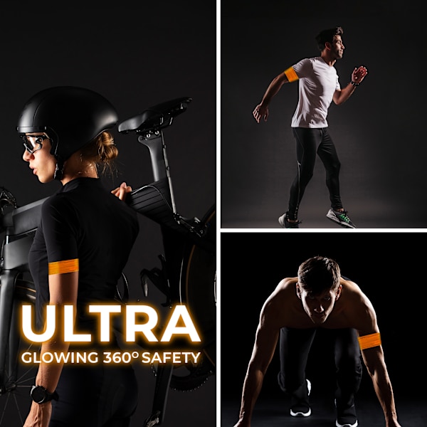 2-pack Uppladdningsbara LED-Armband – Hög Synlighet Löparljus Orange