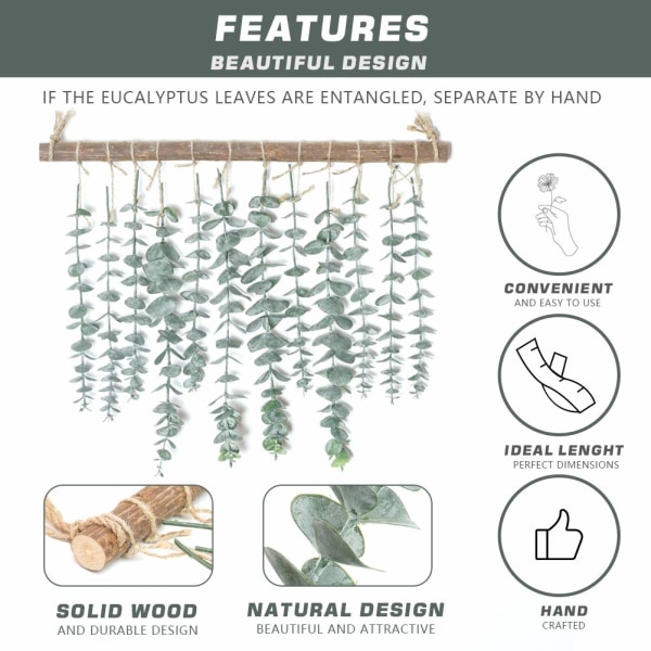 Kylpyhuoneen sisustus Faux Eucalyptus seinälle ripustettava koriste - Teko Eucalyp