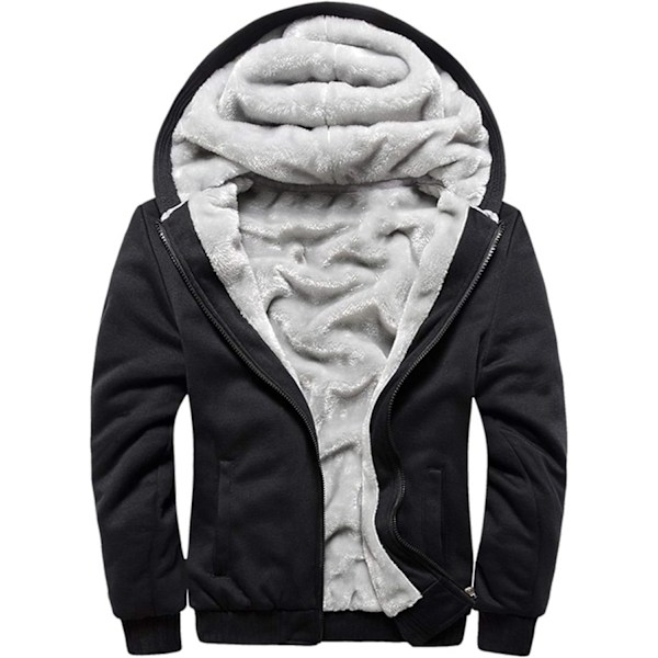 Herre Trøje Termisk Sherpa Foret Jumper Jakker Vinter Træning Fleece Hoodie Full Zip Uld Varmt Tyk Frakke Yderbeklædning 11black 11black XXL