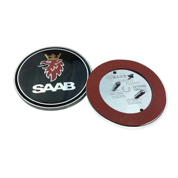 2 stk sorte Saab-logoer til motorhjelm, bagagerum og kofanger, 68 mm