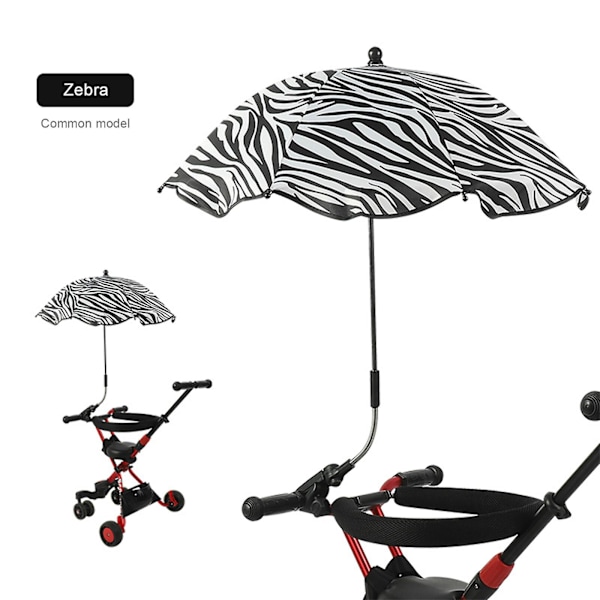 Universal stolparaply med justerbar klemme, op til 50+ Clip On Parasol AuBY Zebra print