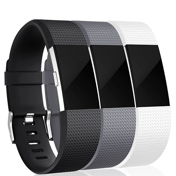 INF Fitbit Charge 2 ranneke silikon 3-pack (S) Sort/grå/hvid