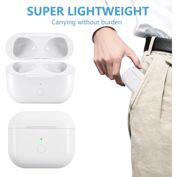 Trådløst opladningsetui, udskiftning kompatibel med AirPod 3. generation, med Bluetooth-parringsknap