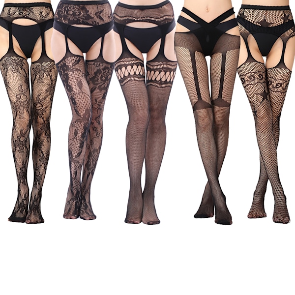 5-pack nätstrumpor med hög midja Tights lår hög combination 3
