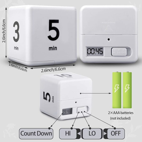 2-pack kubtimer, gravitationssensor, vändbar timer, barntimer