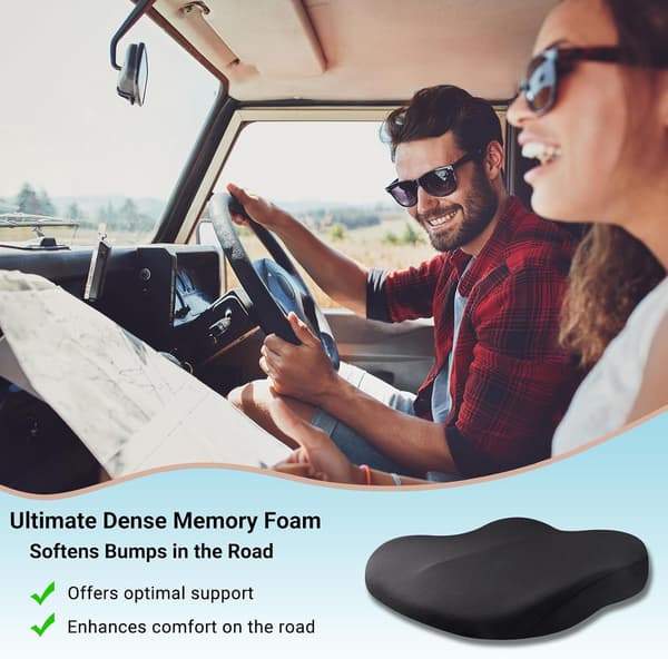 Orthopedic Seat Cushion for Adults - Portable Coccyx Cushion (Black) [Energy Efficiency Class A]-FA-