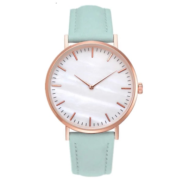 Nytt mode Enkel klocka Damklockor Casual Dam Läder Kvartsklocka Watch Vrouwen Relogio Feminino Zegarek Damski Green(.604)