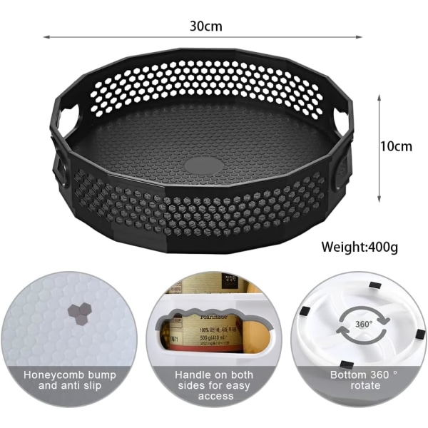 Skivspelare för kryddor, roterande kryddförvaring av plast för kryddor, kryddor, köksförvaring, köksskåpsskivspelare, kryddskivspelare (30 X 10 cm, L)