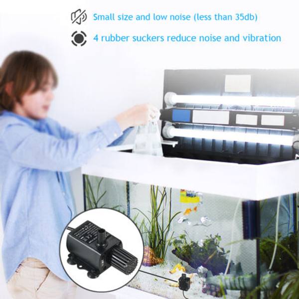 Ultralyd Vandpumpe Mini Børsteløs USB DC5V 2.4W Vandtæt Nedsænkbar Springvand Akvarium Cirkulerende 250L/H Løft 200cm