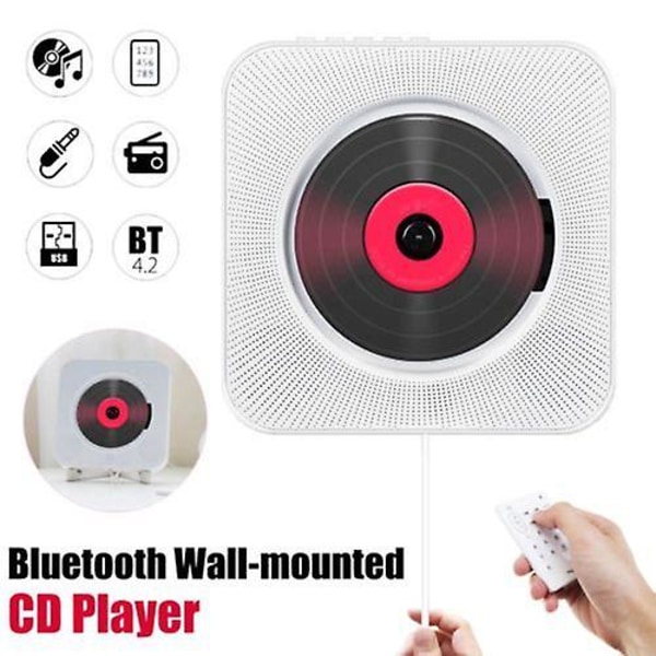 Seinään kiinnitettävä CD-soitin Surround Sound Fm Radio Bluetooth USB Mp3 Levy Kannettava Musiikkisoitin Kaukosäädin Stereokaiuttimet Koti Black