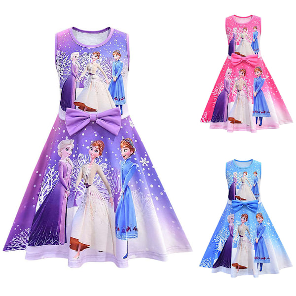 Piger Frozen Sommerkjole Prinsesse A-Linje Sving Robe Festkjole ros rød 100cm rose red